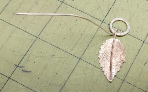Judy Larson's Feathers and Leaves Earring Remodel - , Metalwork, Texturing, Wire Wrapping, Wrapping, Wire Wrapping Jewelry, , Slide a flattened ring into the loop
